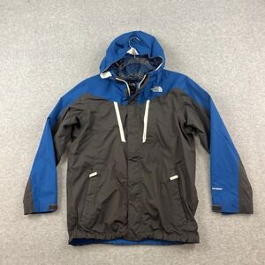 The North Face Jacket Boys L Gray HyVent Hooded Waterproof Ski Windbreaker Coat